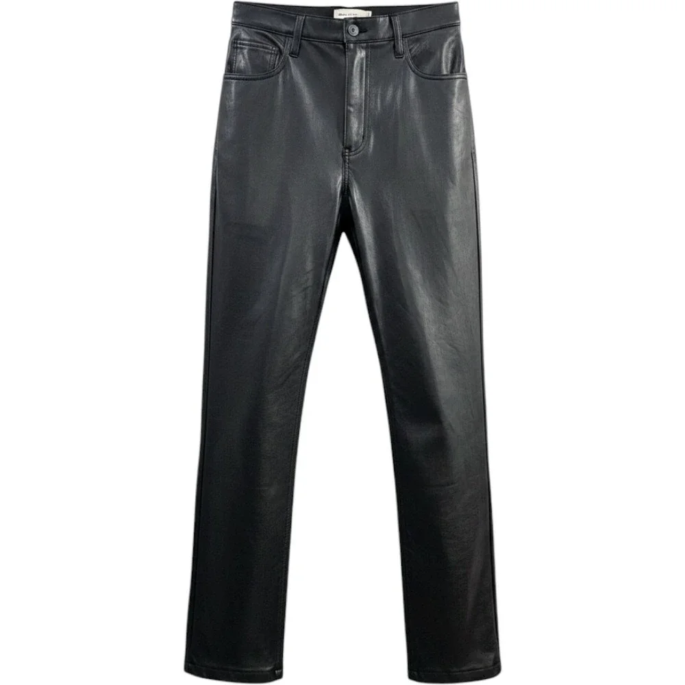 Abercrombie & Fitch 90s Straight Vegan Leather Pants Women 30/10 Black High Rise